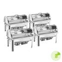 SOGA 4X 9L Stainless Steel Full Size Roll Top Chafing Dish Food Warmer