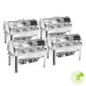 SOGA 4X 3L Triple Tray Stainless Steel Roll Top Chafing Dish Food Warm